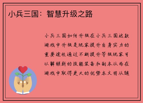 小兵三国：智慧升级之路